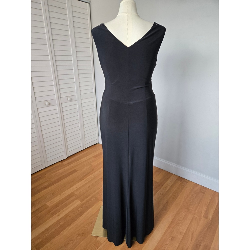 Lauren Ralph Lauren Evening Black Beaded Ruched Maxi Dress 14 Glam Wedding Guest - Picture 5 of 11